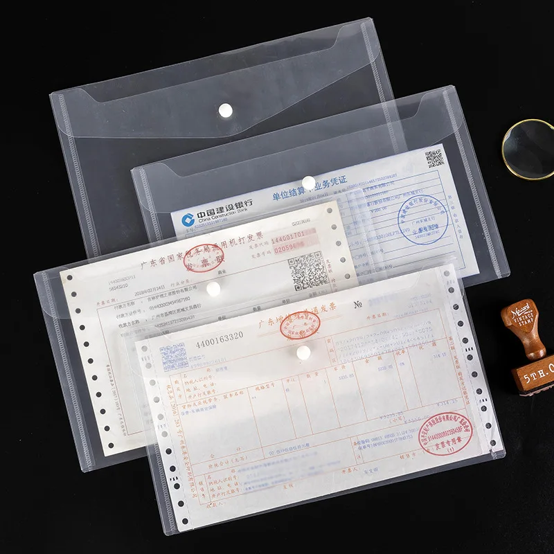 

Vat Storage Folder, A5 Document Bag, Transparent Plastic, Vat Envelope Cover, Snap Button, Family Documents Are Neatly Classifie