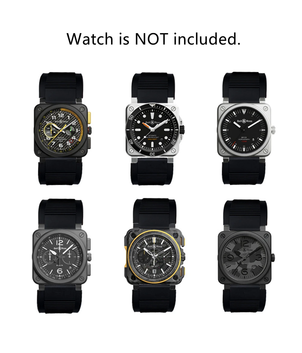 Orologio Con Cinturino Per Bell & Ross Br01 Br03 Cinturino In Silicone Bell Ross Br01Br03 Cinturino Da 24Mm