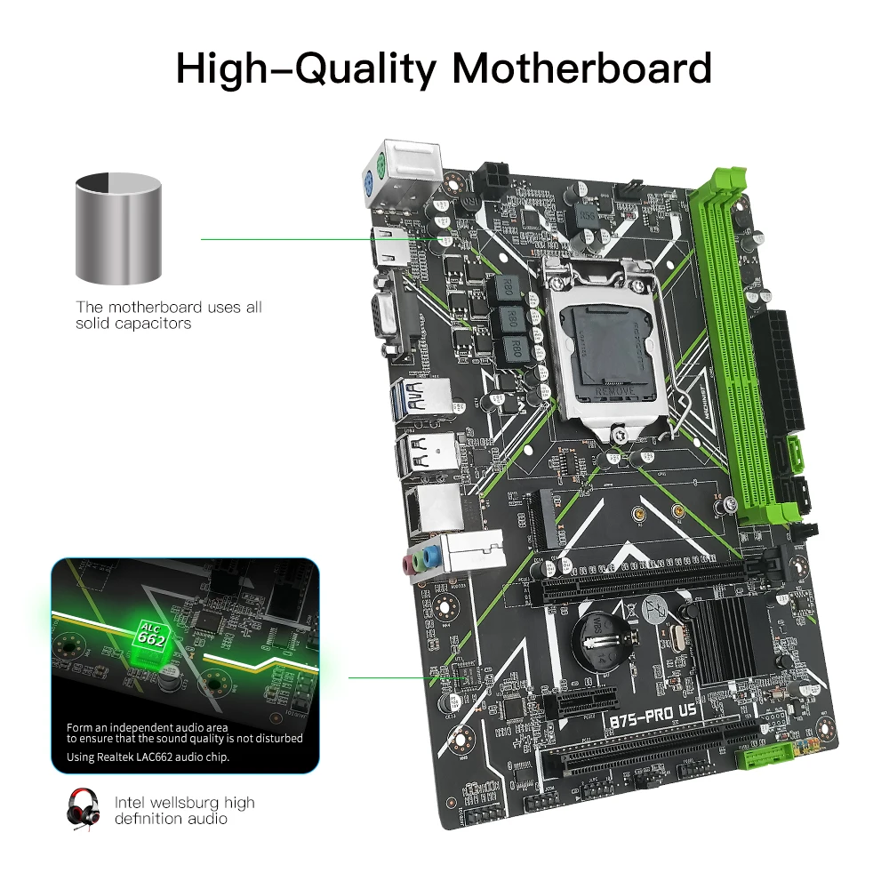 Motherboard Suporte Core i3 i5 Processador Cpu Ddr3 Memória Ram Desktop M.2 Ngff Usb 3.0 Vga B75-pro u5 Machinist-b75 - Imagem 2