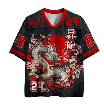 2026 New Jersey sports short sleeved T-shirt, V-neck short sleeved T-shirt, Y2K sports fashion 3D printed quick drying jersey 1