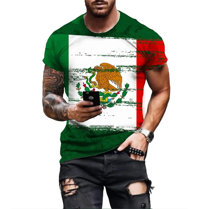 

Mexico Eagle Graphic T Shirts For Men Fashion 3D Print Hip Hop Tees Harajuku Short Sleeve Oversized T-shirt Casual O-neck Tops