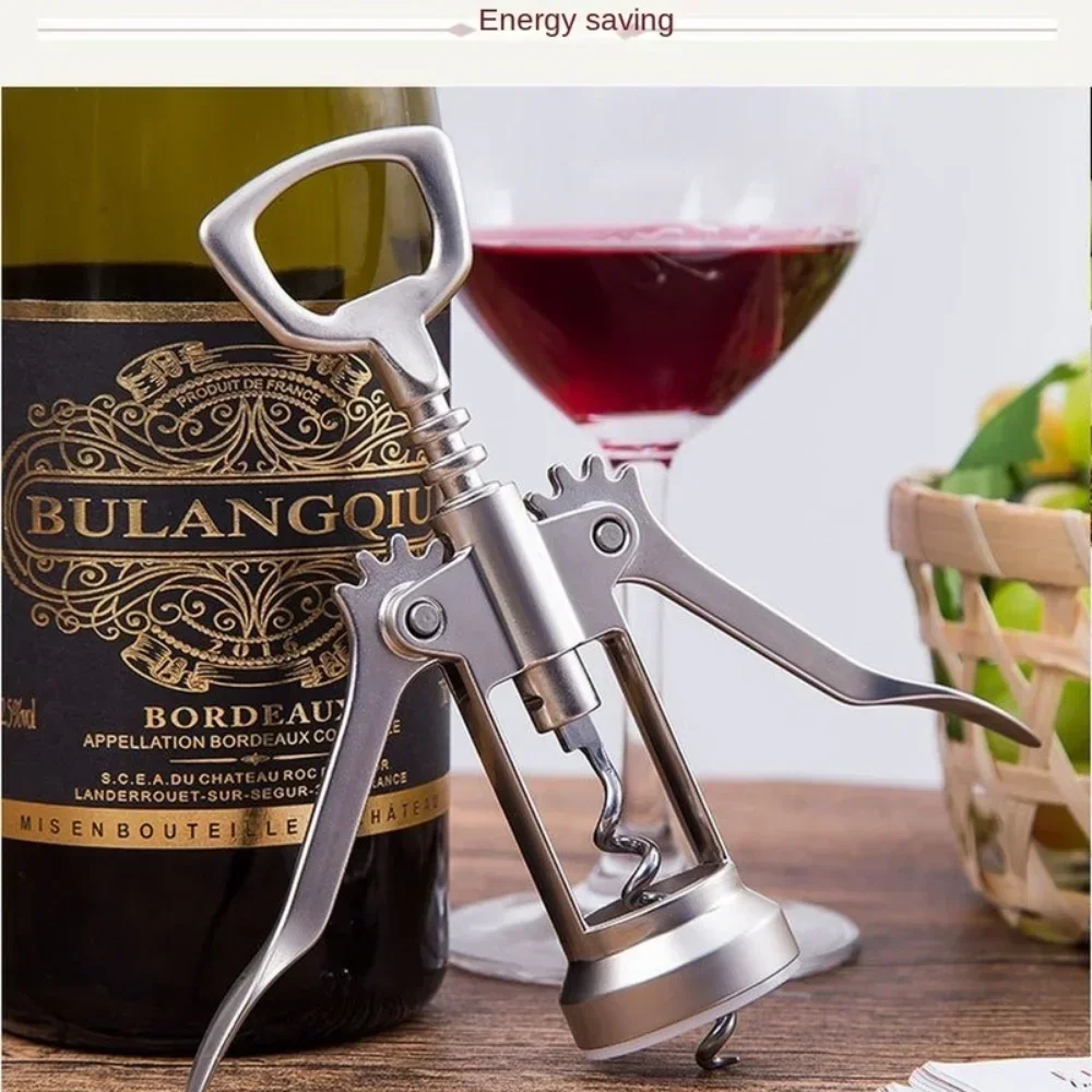 

Dual purpose bottle opener, stainless steel kitchen gadget, red wine, beer wing style metal sommelier, cork stopper