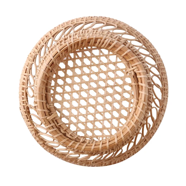 Rattan Gyümölcskosár Kézzel Szőtt Tálca Reggeli Kenyér Kis Kosár Gyümölcs Otthoni Nappali Tároló Fotó Kellékek - Image 2
