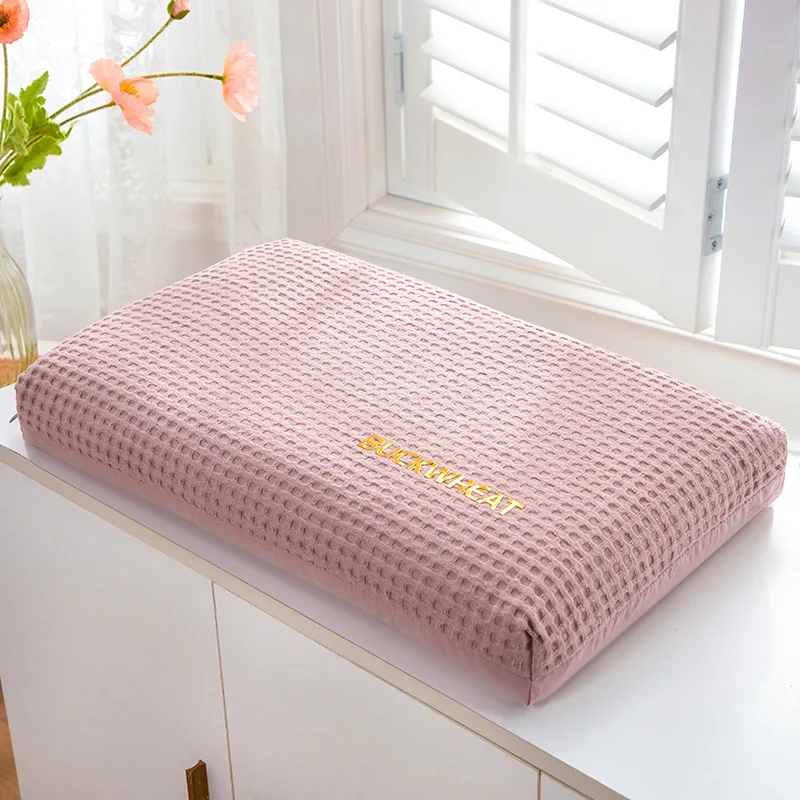 New Cotton Waffle Buckwheat Pillow Cervical Pillow 6