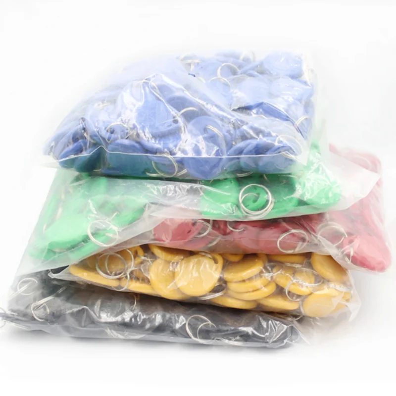 

100pcs/lot TK4100 125khz RFID Keychain Stickers Card Tag Key ID Keyfob Door Entry Access Control KeyChain Token