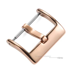 Stainless Steel Matte & Polished Watch Band with Solid Square Button Clasp - Silver & Black Options - 22mm (Polished - rose gold)