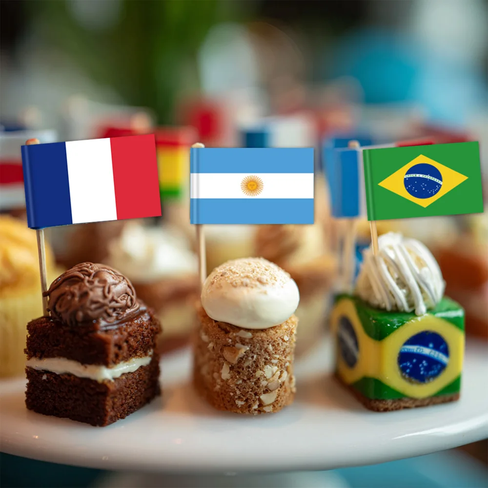 48-teiliges Fußball-Match Themen-Deko-Set Tortendekoration USA UK Nationalflaggen Party-Zubehör Kuchen-Dekorations-Accessoires – Detail 10
