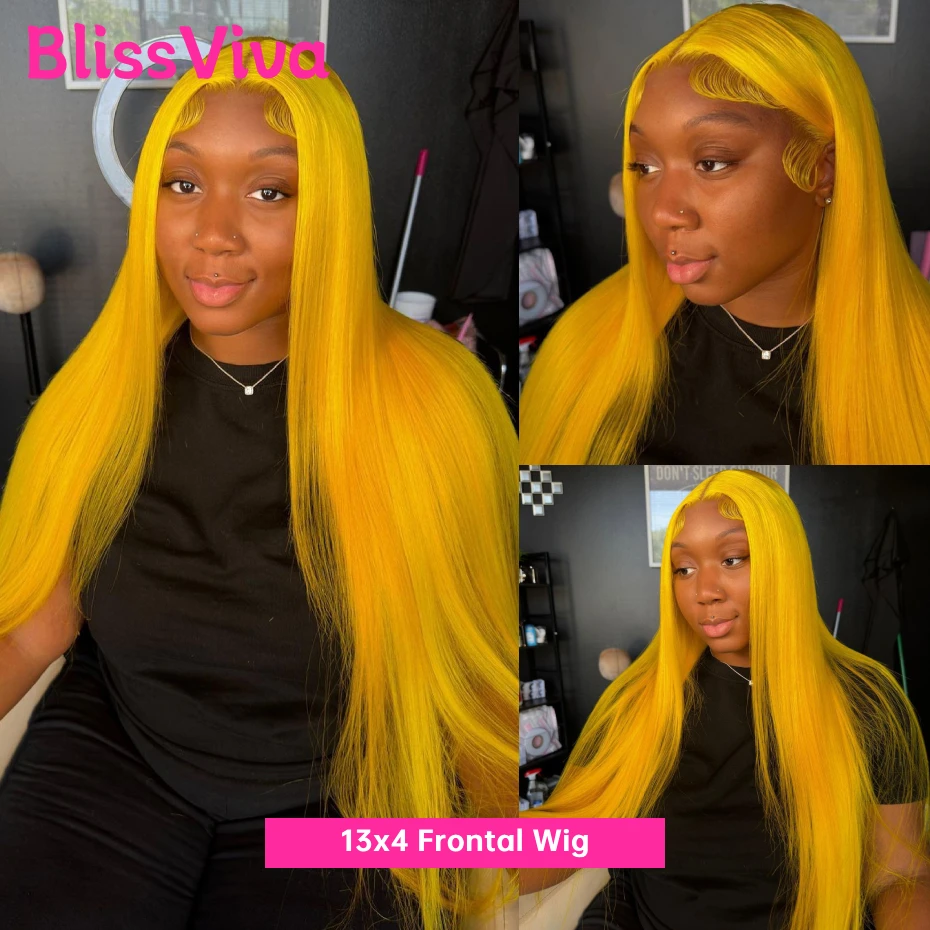 30 Inches Bone Straight Yellow 5x5 13x4 13x6 Lace Front Wig Human Hair 360 Lace Frontal Wig Honey Yellow Colored Human Hair Wigs