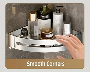 White Wall-Mounted Bathroom Storage Rack - Triangular Square Organizer