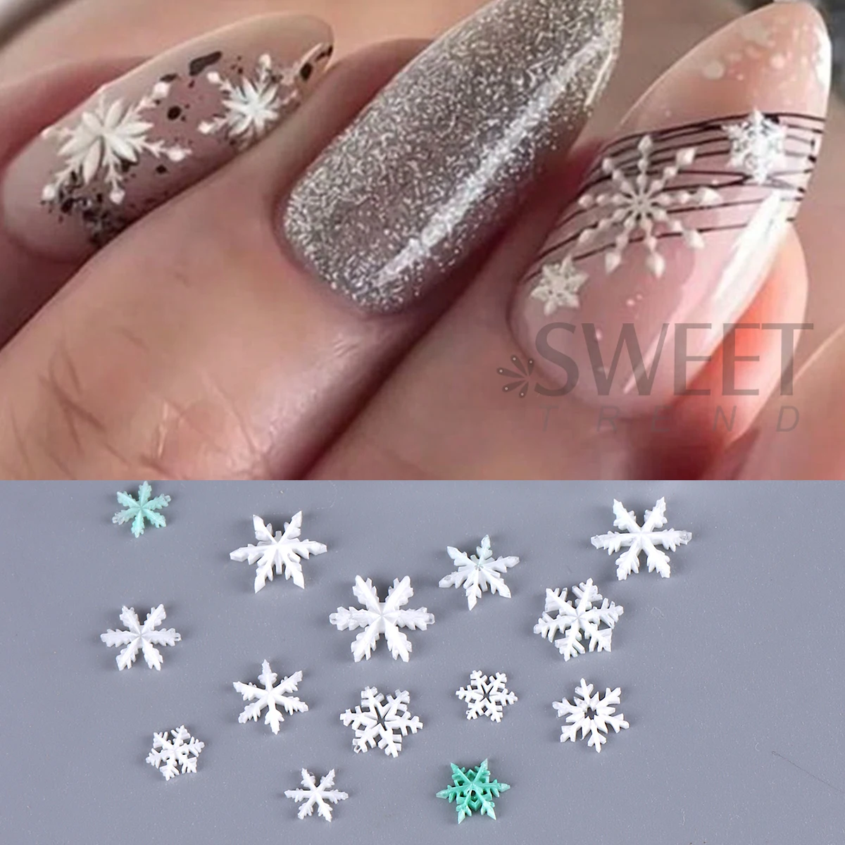 5D Winter Snowflake Nail Art Silicone Mold Embossed Christmas Snowflakes Balloon Mold Templates Carving Stencil Accessories Tool