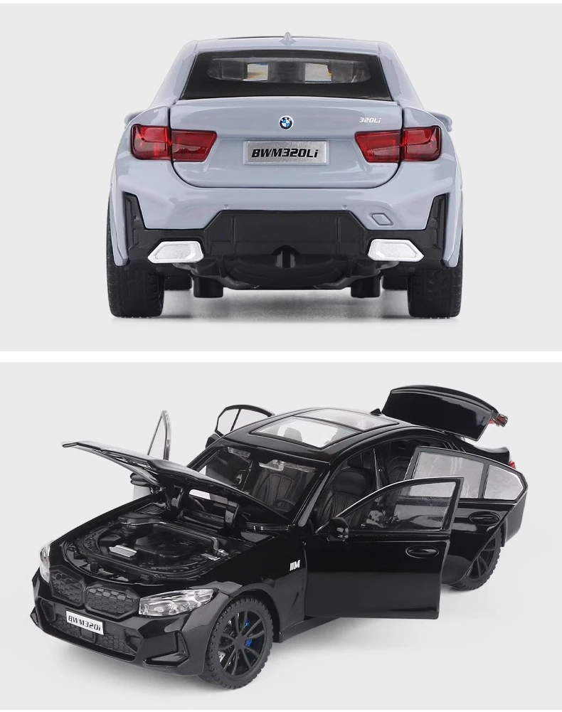 Alloy Car With Led Light 1:32 Bmw 320I Children'S Car Toy With Sound And Light
