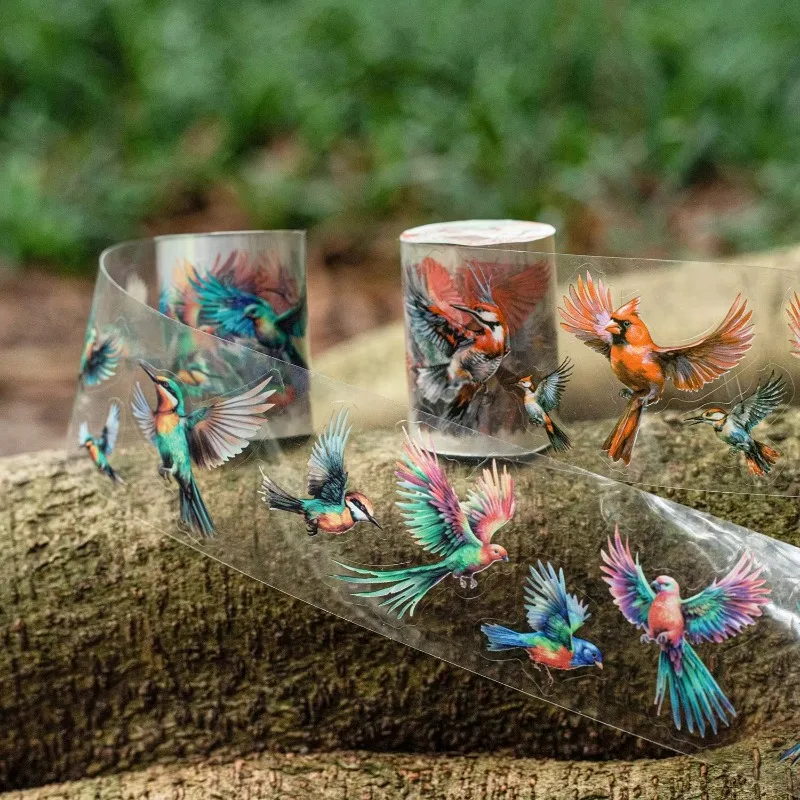 1Roll 2M Tape PET Flying Bird Die Cutting Handbook Decorative Material Loop Sticker Adhesives Scrapbooking cut 50mm*2M 2