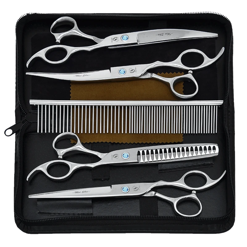 

7 inch Meisha Pet Grooming Scissors Professional Dog Hair Cutting Shears Fish Bone Thinning Animals Curved Fur Clippers B0012A