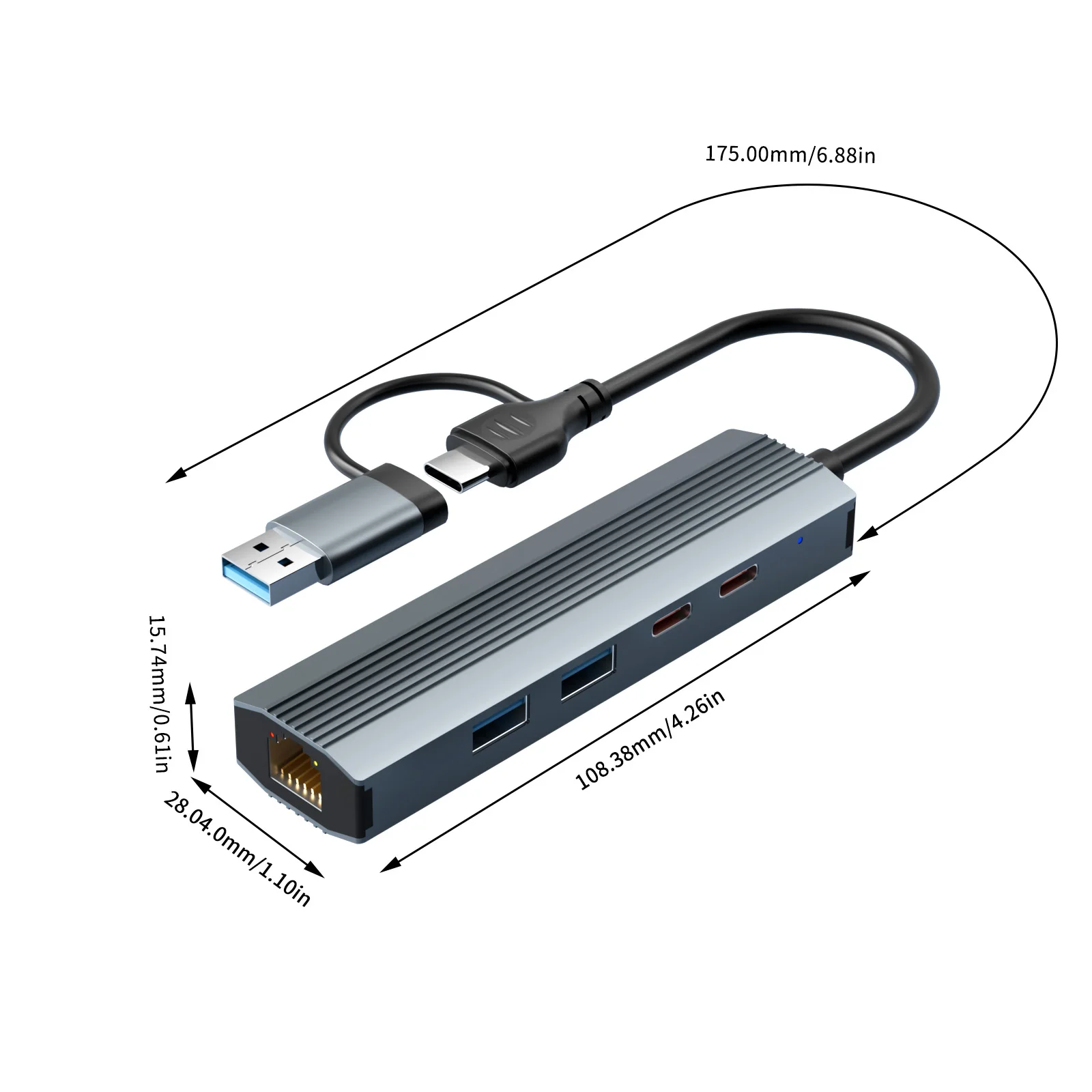 High-Speed USB Ethernet Adapter with 3-Port USB3.0 Hub