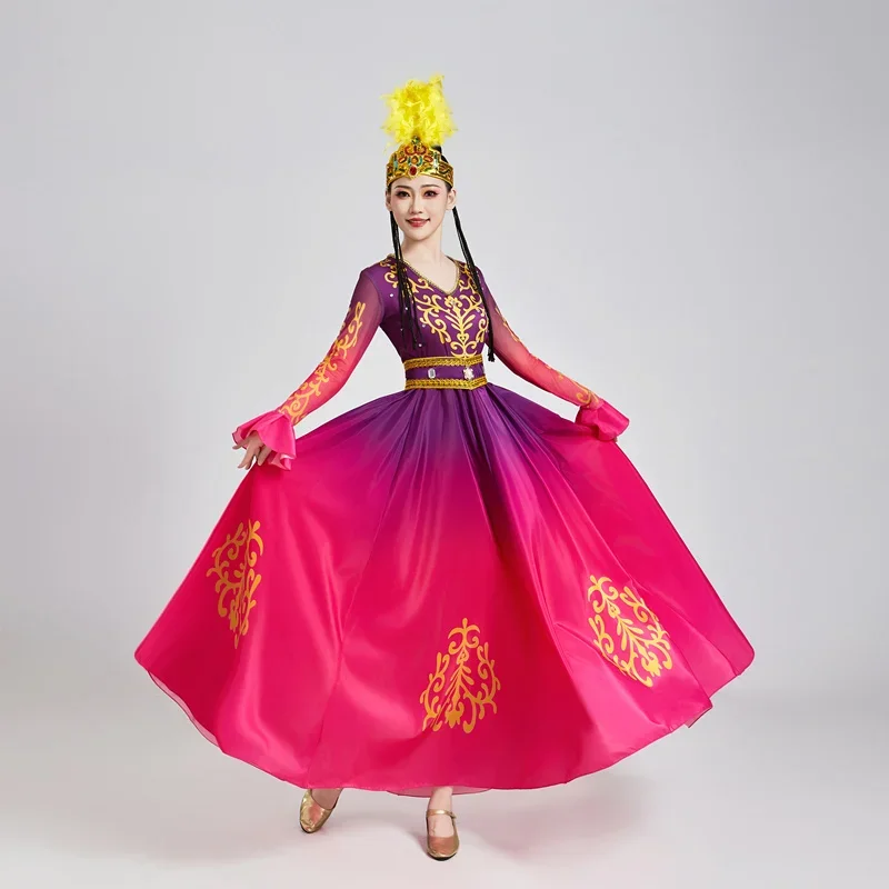 New Xinjiang dance costumes for festivals female adult Uyghur dance opening ethnic style performance big dress men's suit