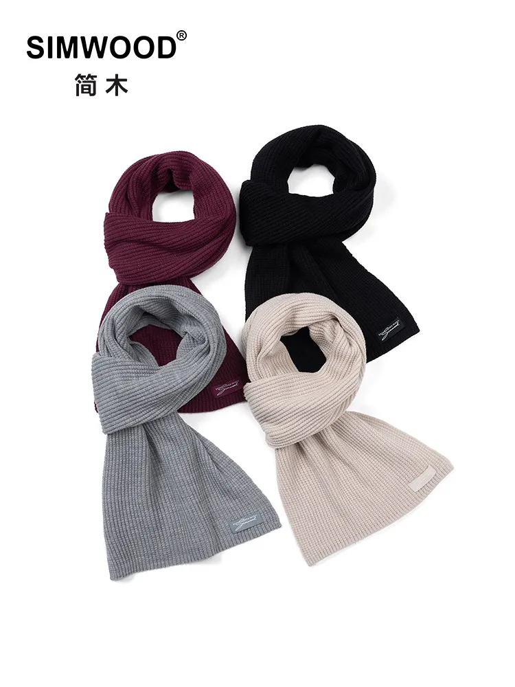 

SIMWOOD 2023 Warm Autumn Winter Scarf, Unisex Men Women Pure Color Winter Neck Warm Knitting Yarn Wool Blend Scarf