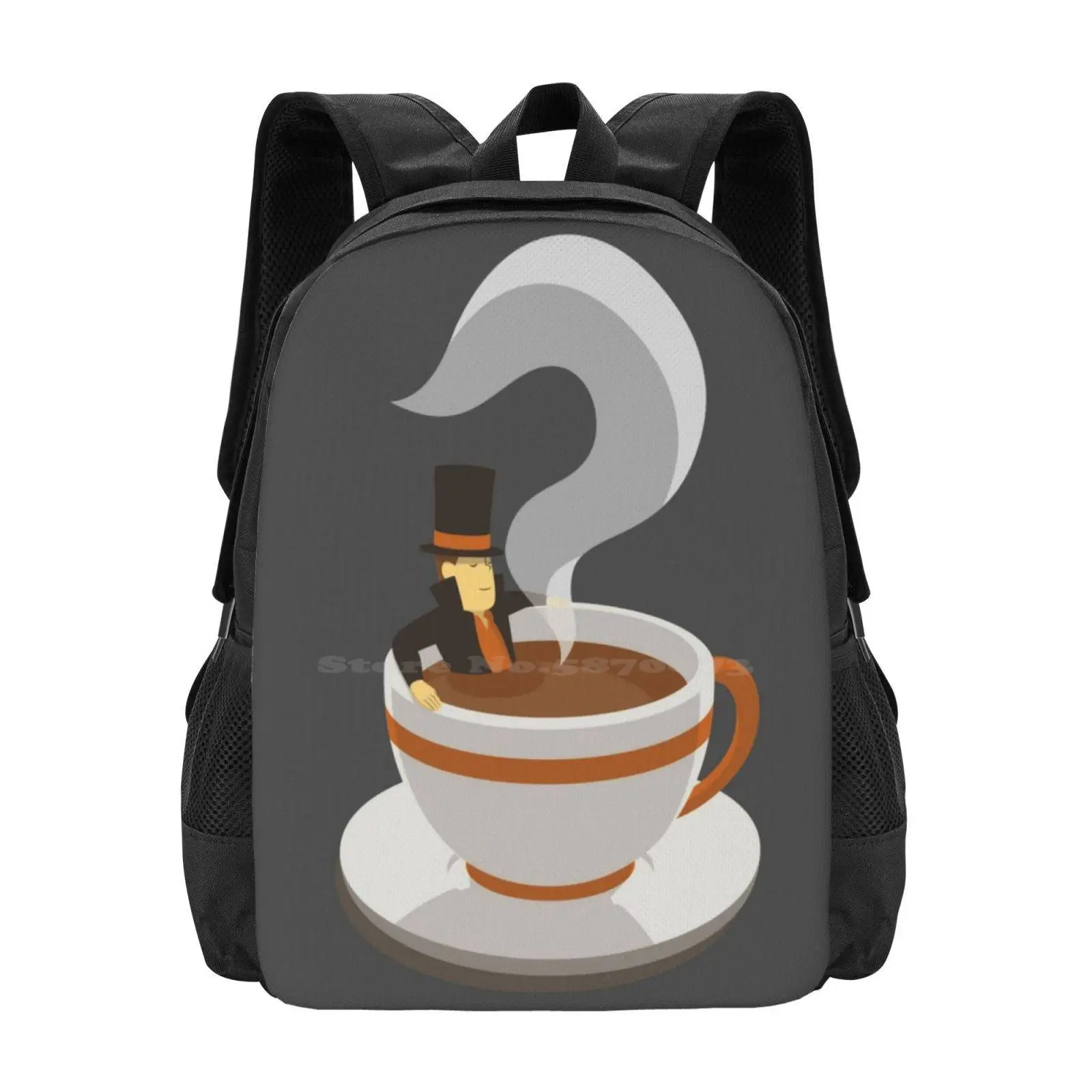 Mystery Tea Pattern Design Bagpack Borse Da Scuola Videogiochi Professor Hershel Layton Mystery Gentleman Adventure Puzzle