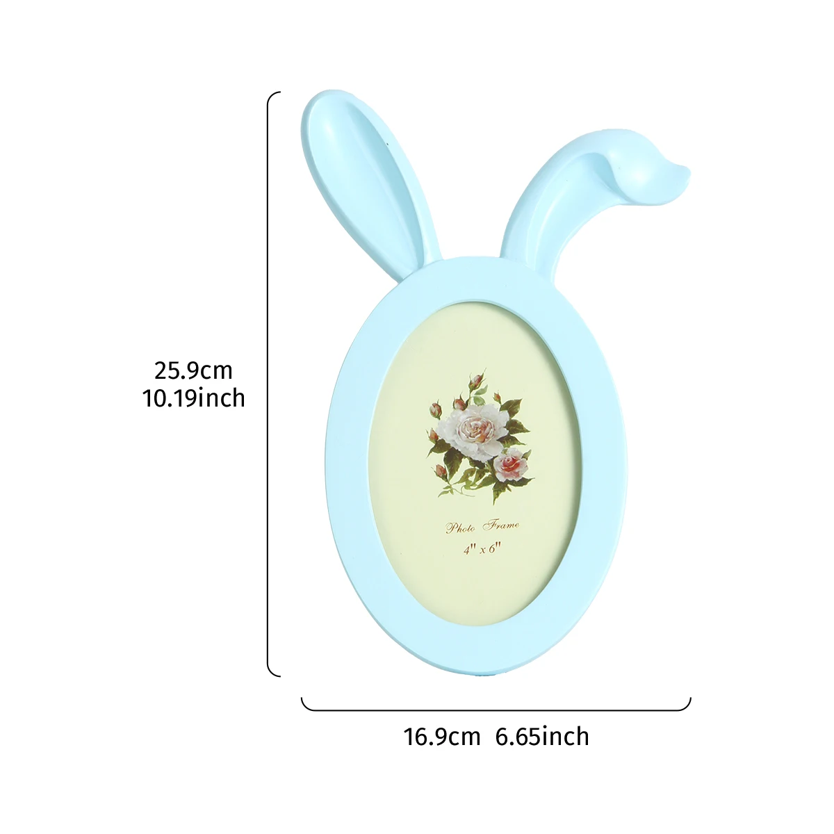 1PC, a cute blue oval rabbit-shaped decorative photo frame, suitable for photo display and photography decoration props