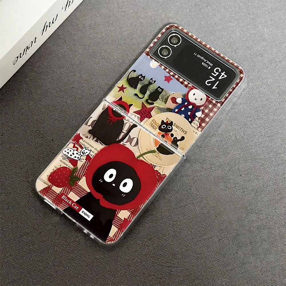 Funny Cute Black Cat Clear Folding Phone Case
