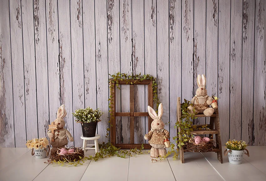 Mehofond Photography Background Spring Easter Bunny Eggs Wooden wall Kids Birthday Party Portrait Decor Backdrops Photo Studio