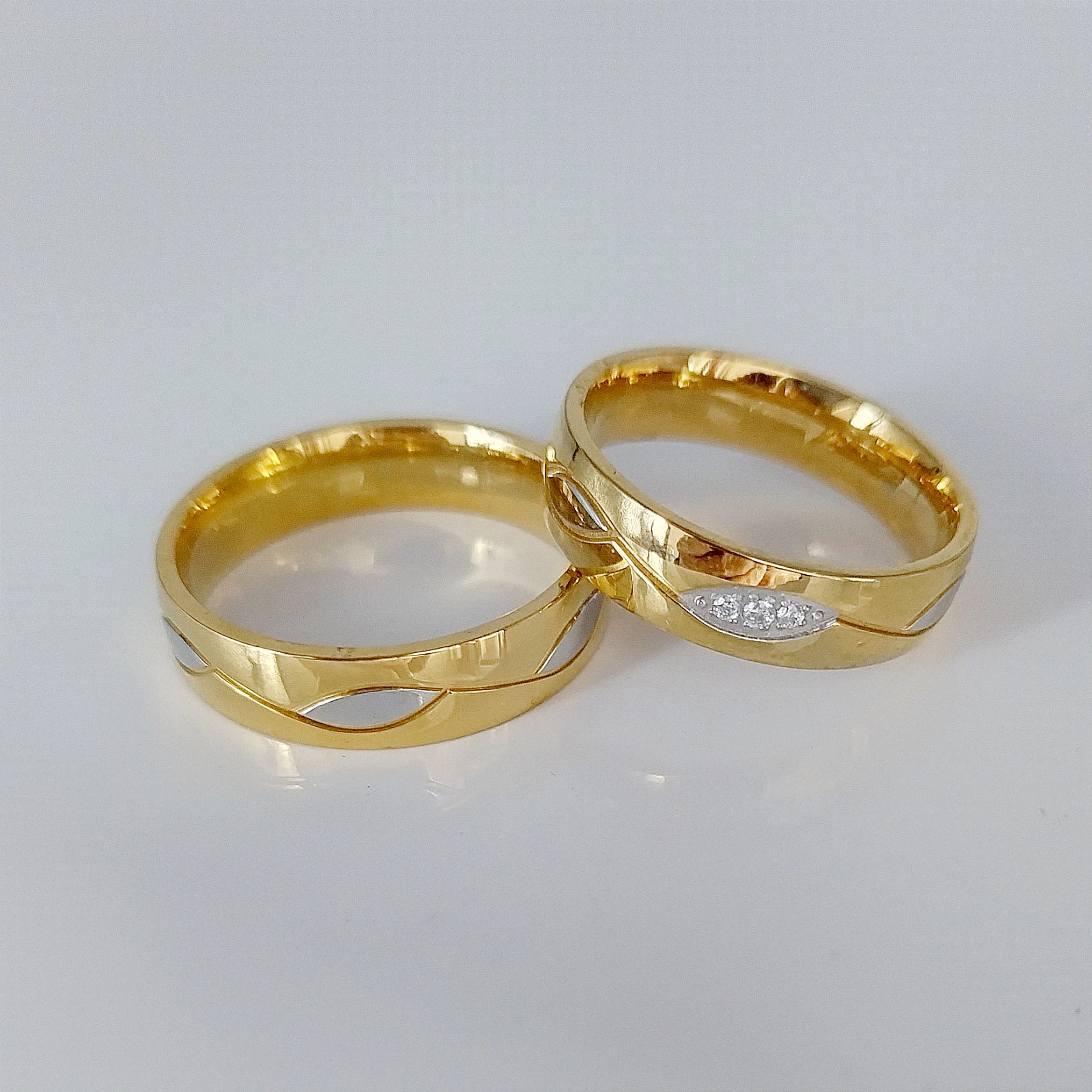 

Latest Western Designer 18k Gold Plated Wedding Couple Rings sets For men and women wholesale Stainless Steel jewelry price