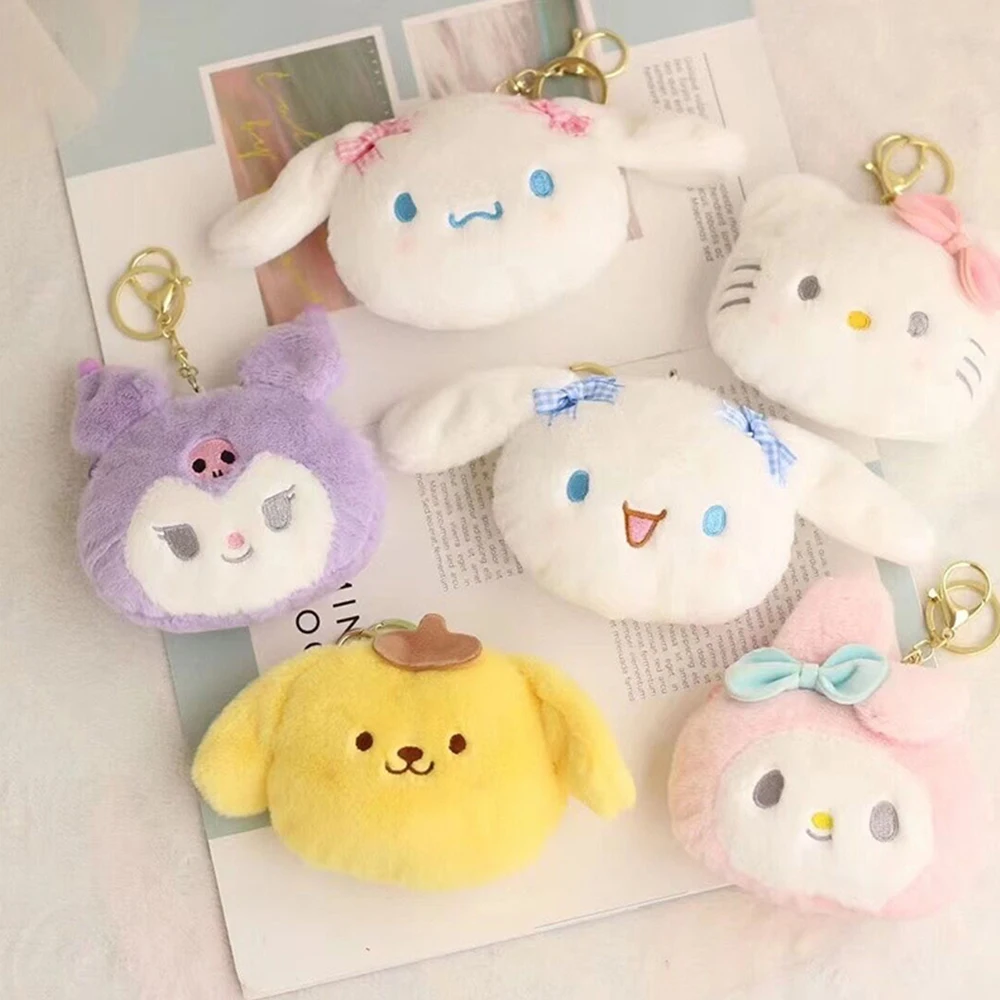 Plush Toys Plush Coin Purse Plush Keychain Sanrio Cartoon Melody Plush Purse Keychain Hello Kitty Coin Purse Cinnamoroll Plush Pendant Soft Stuffed Toy for Girl