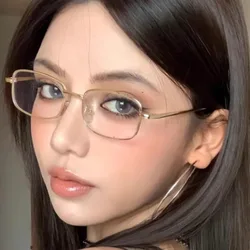 Vintage Gold & Silver Square Frame Glasses - Unisex Fashion Eyewear Accessory (Gold)