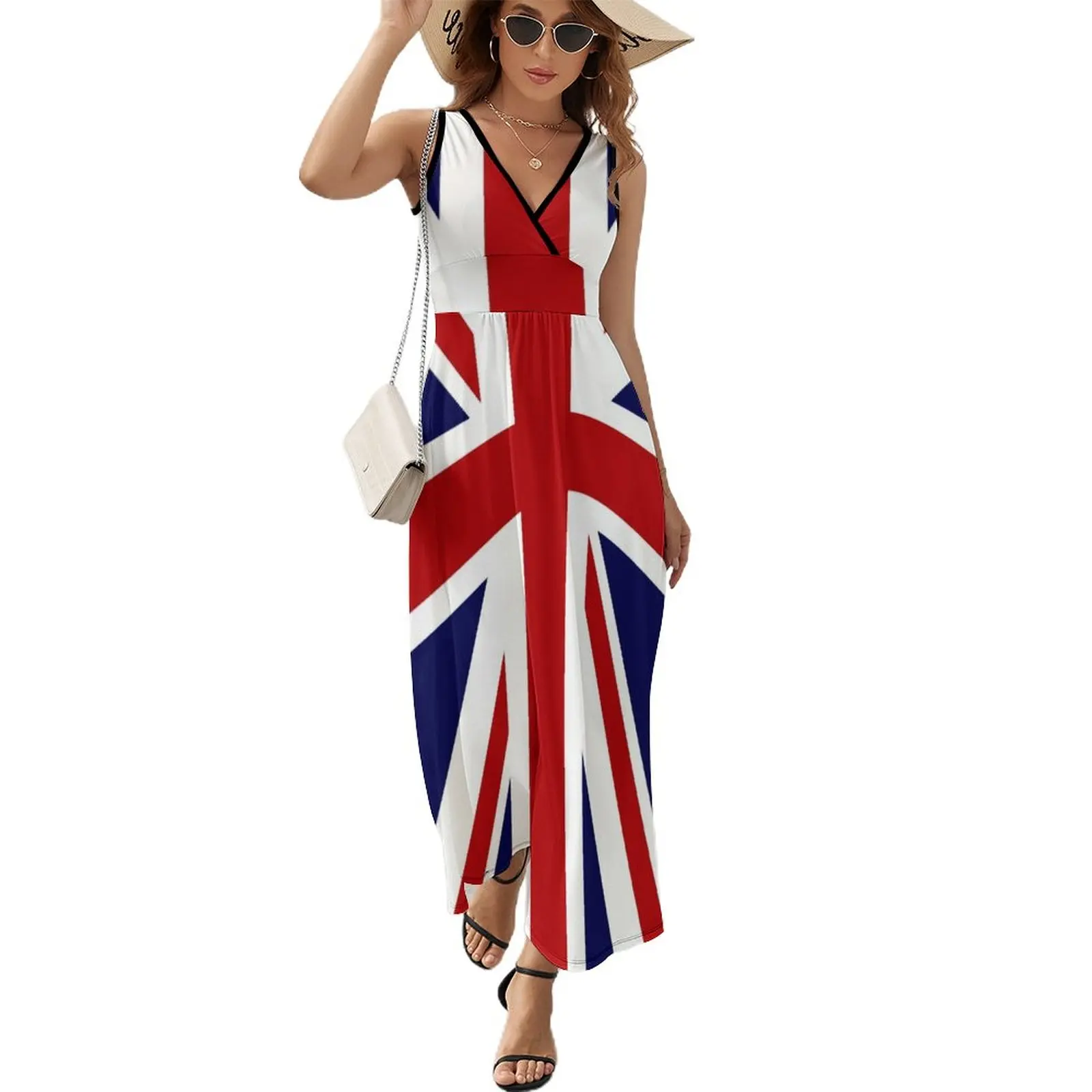 

Union Jack Flag of the UK Sleeveless Dress beach outfits for women wedding guest dress 2023 Long dress