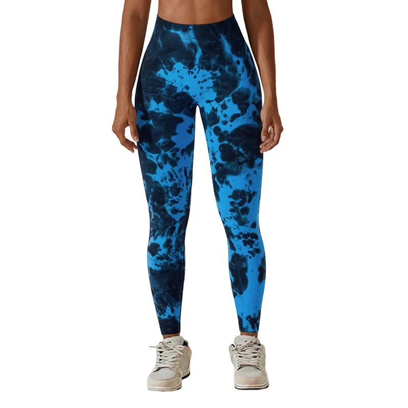 

New Women's Tie Dyed Seamless High Waist Yoga Pants, Elastic Hip Lifting Fitness Pants, Running Sports Tights