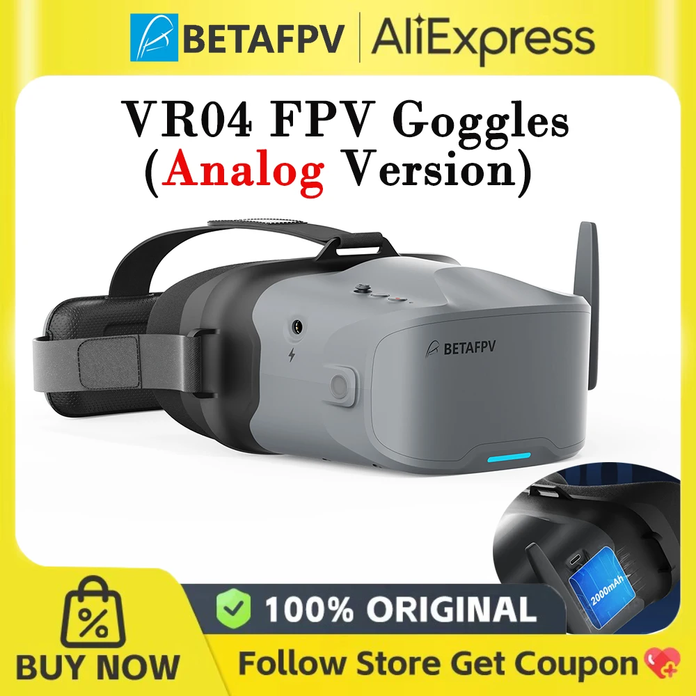 Lunettes FPV VR04 Analog 5.8G 40CH avec batterie 2000mAh - Noir