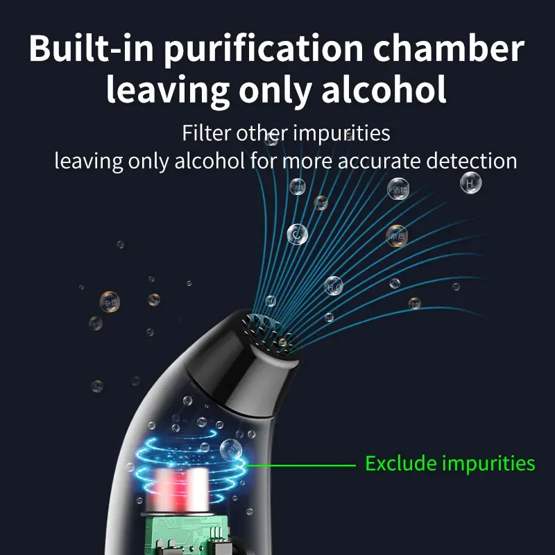 Portable LCD Non-Contact Alcohol Tester USB Rechargeable Alcohol Detector Electronic Breathalyzer with LED Digital Display