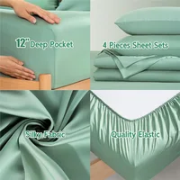 Pure Bamboo Bed Sheet Set 4/6Pcs Luxury 100% Organic Bamboo Bedding Set Smooth Soft Fitted Sheet Flat Top Sheet Pillowcase Silky 3