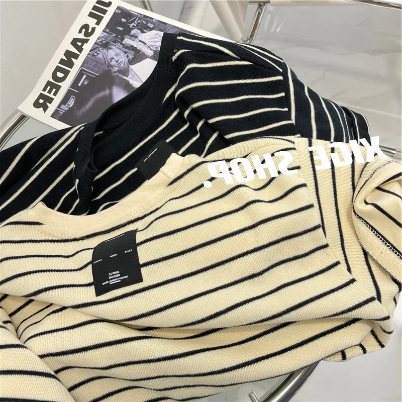 ★as''on★ELLEN STRIPE TEE / BEIGE★正規品/韓国送料込 Women's Korean Series Stripe T-shirt, Short Sleeve, Pure