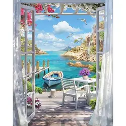 Vibrant Townscape DIY Acrylic Painting Kit - Modern Wall Art Home Decor (40x50cm) - 20x30cm No Frame (Army green)