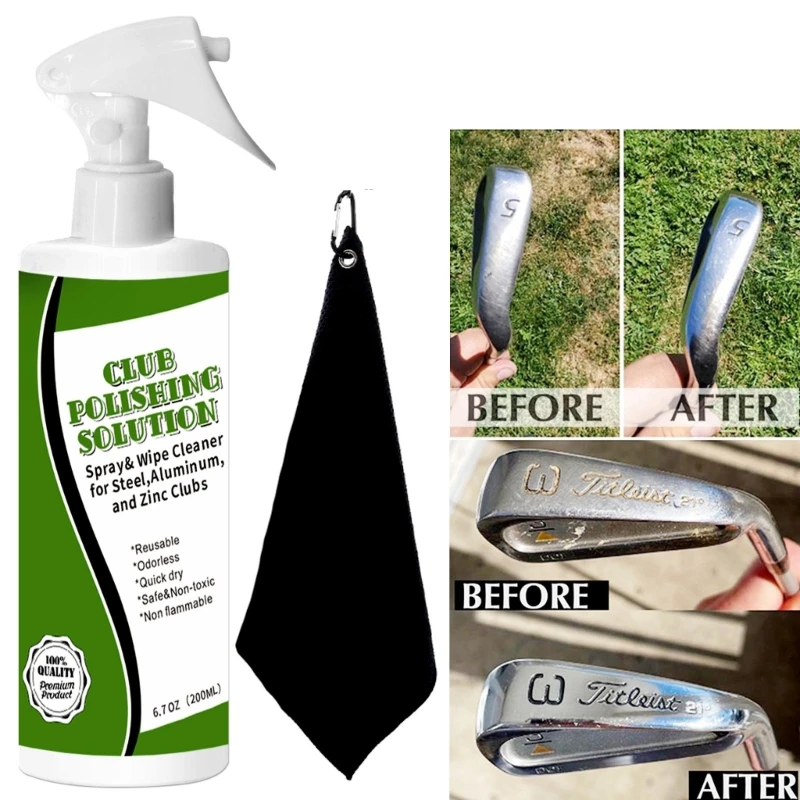 Golf Club Polish 8oz, Golf Club Cleaner, Golf Cleaning Kit, Club Cleaner,  Golf Club Cleaning kit, Golf Club Polsihing Kit (New Formula)