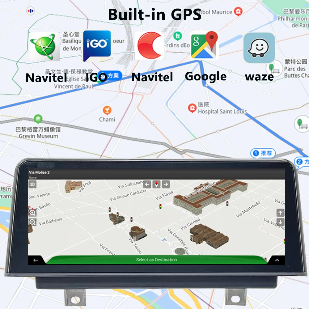 퀄컴 안드로이드 12 BMW X5 E70 F15 CIC NBT 자동차 라디오 카플레이, GPS 네비게이션 스테레오 BT 멀티미디어 플레이어, HD 스크린, ID8 스타일