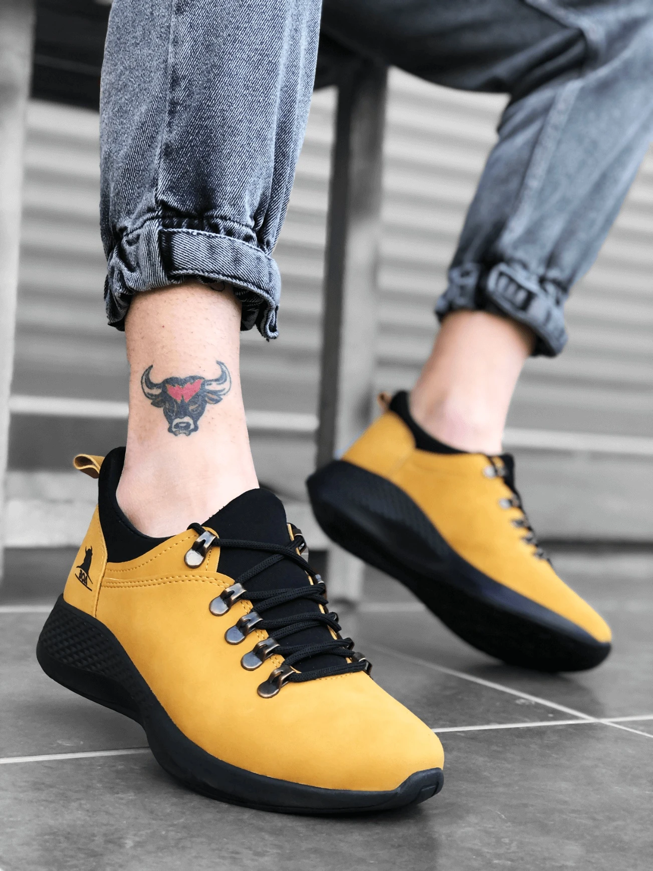 Zapatos deportivos para hombre BA0601 con cordones, cómodos, de suela color Camel, amarillo y -