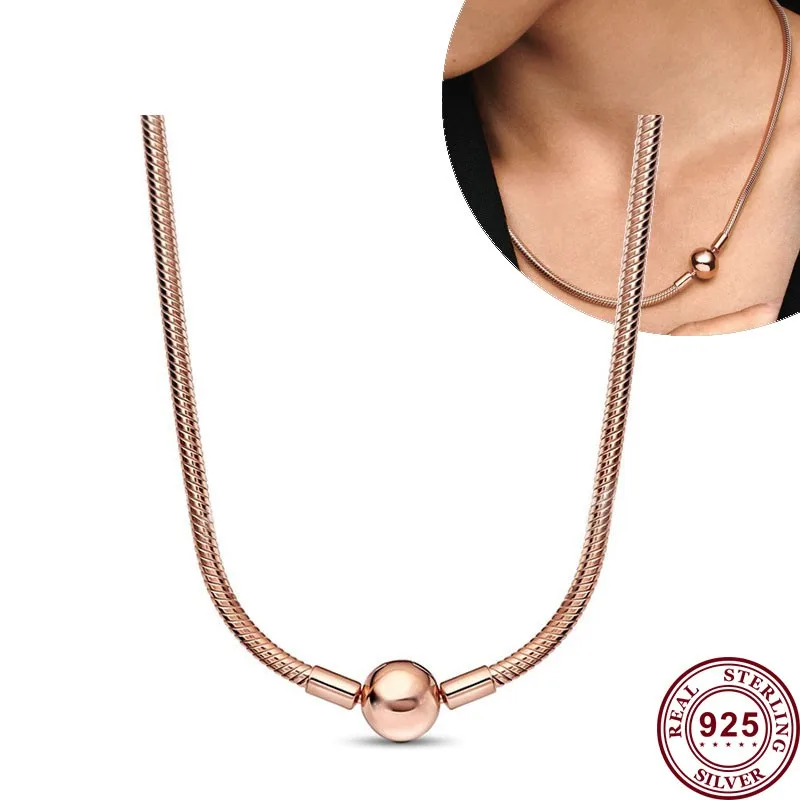 Hot Selling 925 Sterling Silver Classic Love Heart Snake Shaped Original Women's Logo Necklace For Fashionable DIY Charm Jewelry