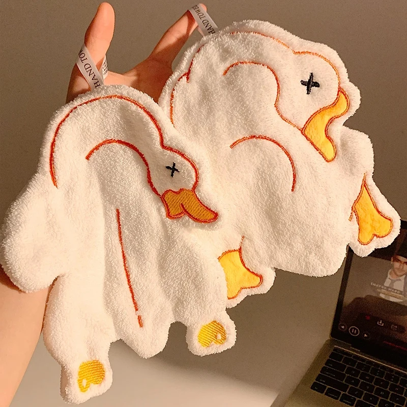 Description Picture 5 of itemCartoon Animals Hand Towel Absorbent Hand Cloth Bathroom Hanging Towel Kitchen Cleaning Wipe Cloth Cute Cat Bathroom Towels