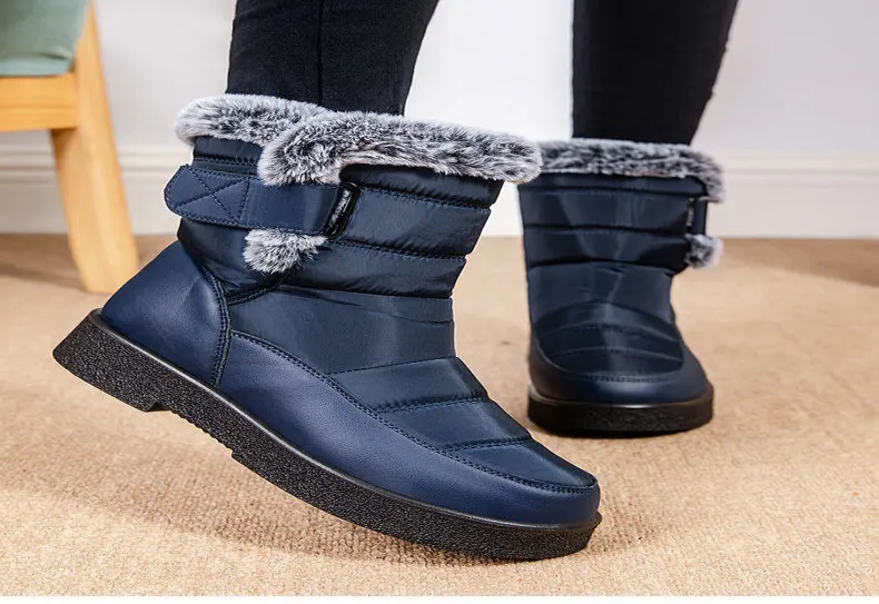 Frauen Stiefel 2025, Neue Wasserdichte Pelz Stiefel Für Winter Schuhe Frau Elegante Mit Hohen Absätzen Schnee Stiefel Schwarz Gummi Botas Mujer Footwear – Detail 12