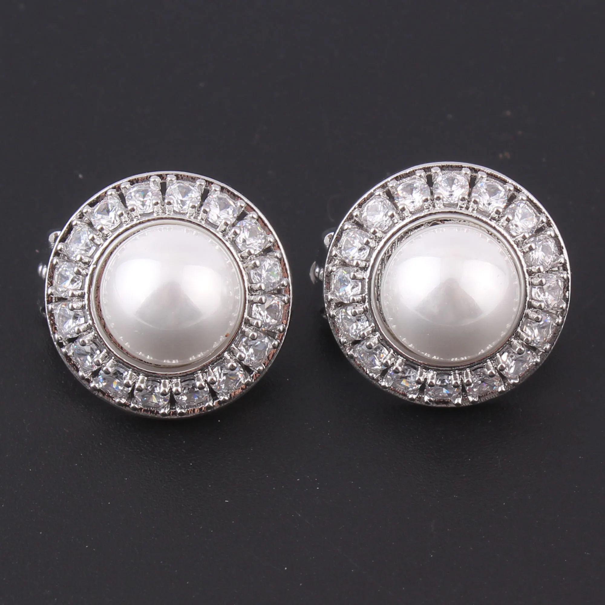 18K Gold Color Cubic Zircon Pearl Stud Clip on Earrings For Women No Pierced Cuff Earrings Ear Clip stud earrings ear clip earrings clip earrings ear clip ear accessories