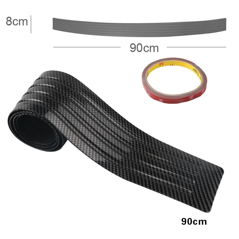 Car Trunk Door Guard Strip Universal Carbon Fiber Auto Sill Plate Protector Rear Bumper Guard Rubber Mouldings Strips