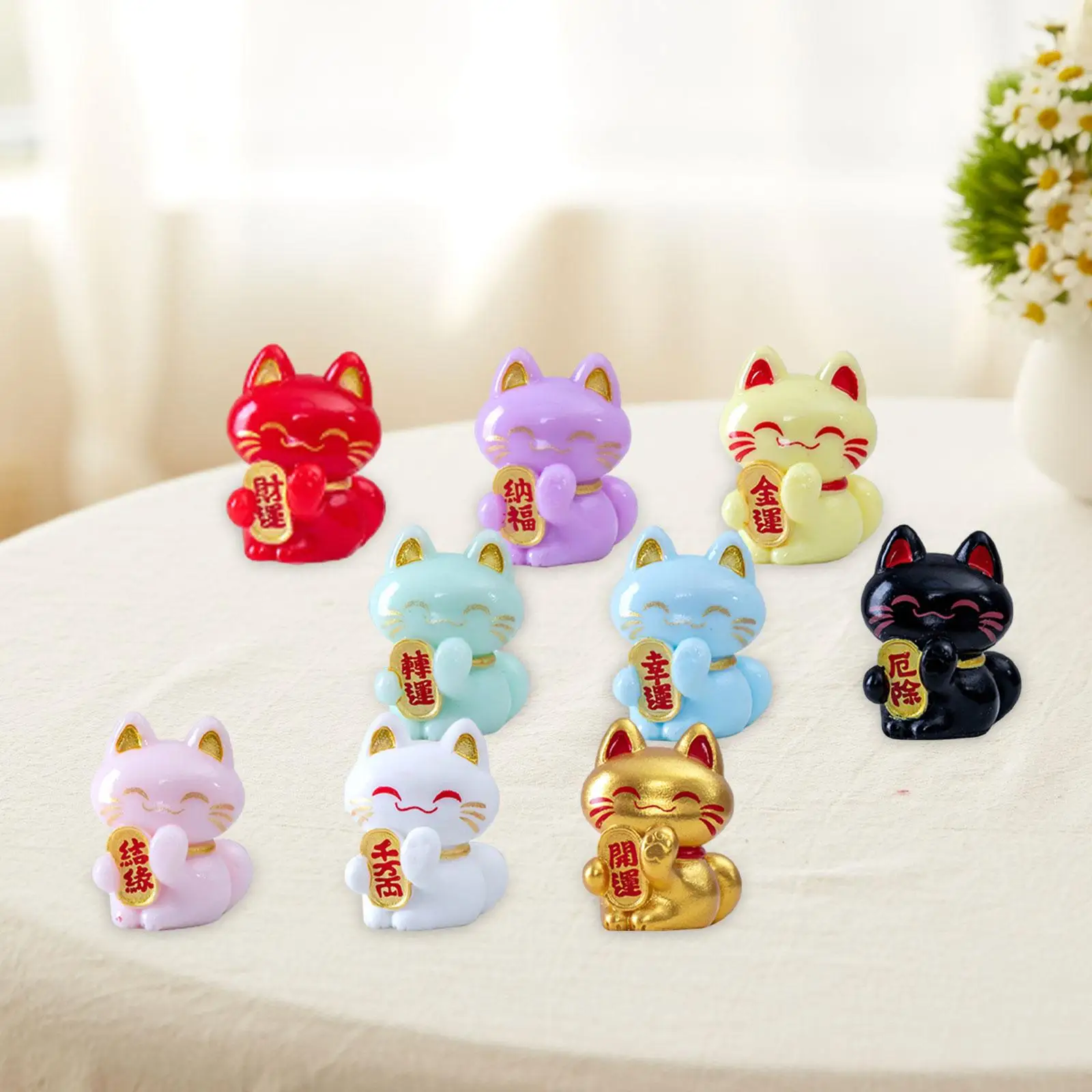 행운의 고양이 조각상 풍수 장식 컬렉션, 책상 장식, 동물 조각, 센터피스 테이블, 사무실 입구, 거실