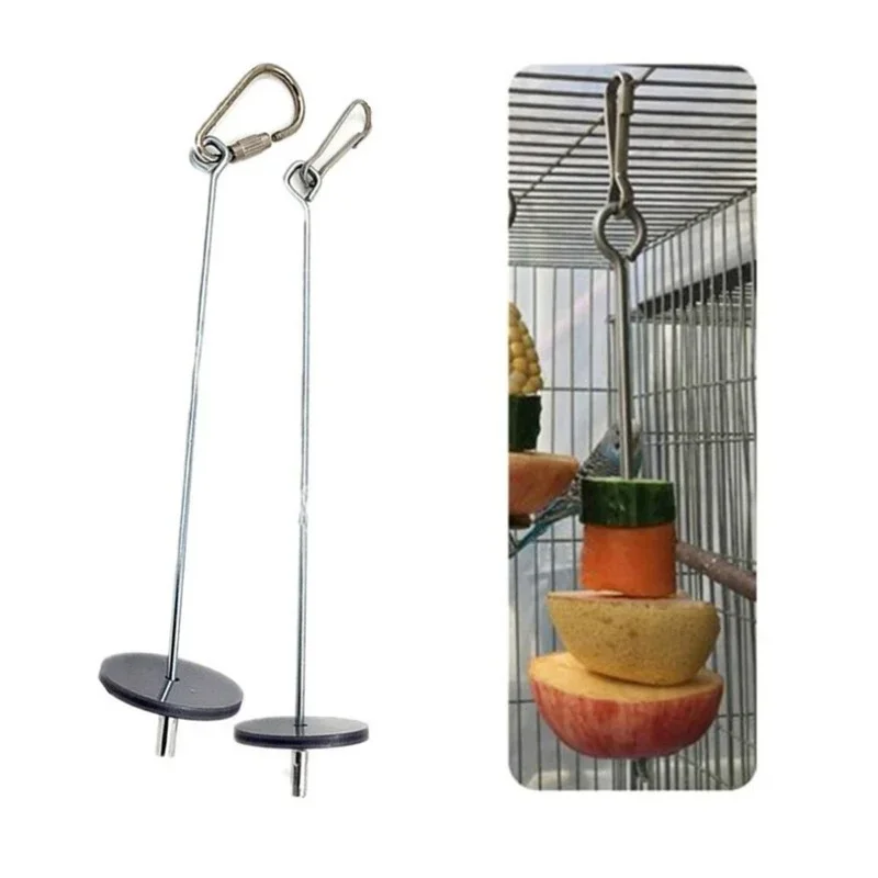 Pet Parrot Feeder Bird Feeder Stainless Steel Fruit Spear Stick Fruit Vegetable Skewer Feeder Foraging Toys Metal Bird Feeder