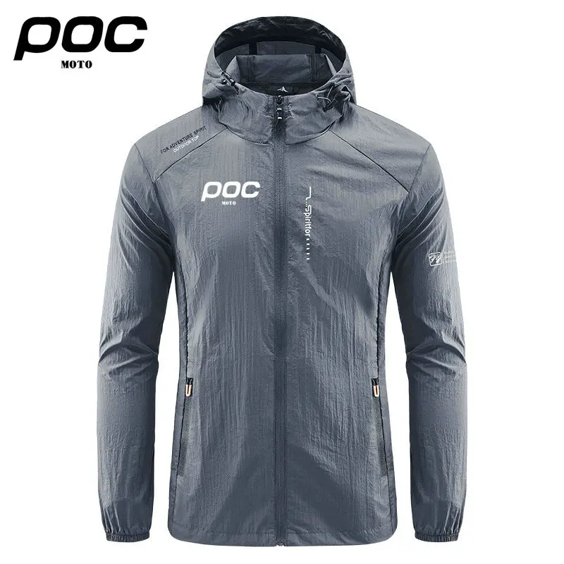 New Men MOTO POC Cycling Hooded Jackets Windbreaker Ultra Light Coat Summer Outdoor Quick Dry Sun-Protective Thin Jacket