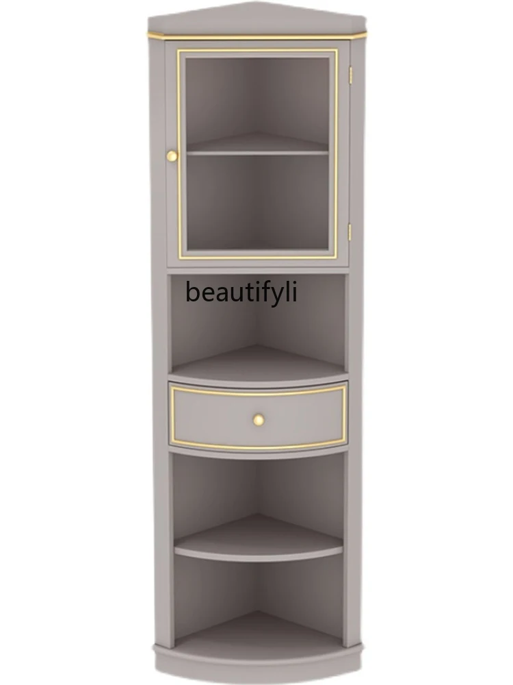 Light Luxury Solid Wood Corner Cabinet Wine Cabinet Triangle Cabinet Living Room Corner Cabinet Bedroom Corner Locker