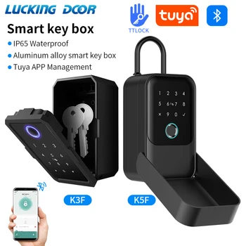 Tuya Smart Life App or TTLock APP Outdoor Waterproof Key Safe Box Security Fingerprint Password Storage Lock Key Box Anti-theft 1