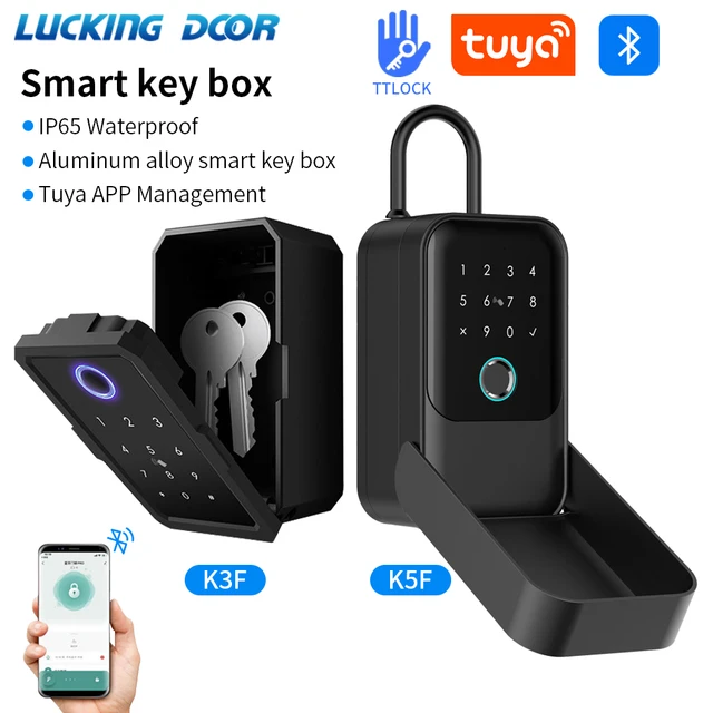 Tuya Smart Life App or TTLock APP Outdoor Waterproof Key Safe Box Security Fingerprint Password Storage Lock Key Box Anti-theft 1