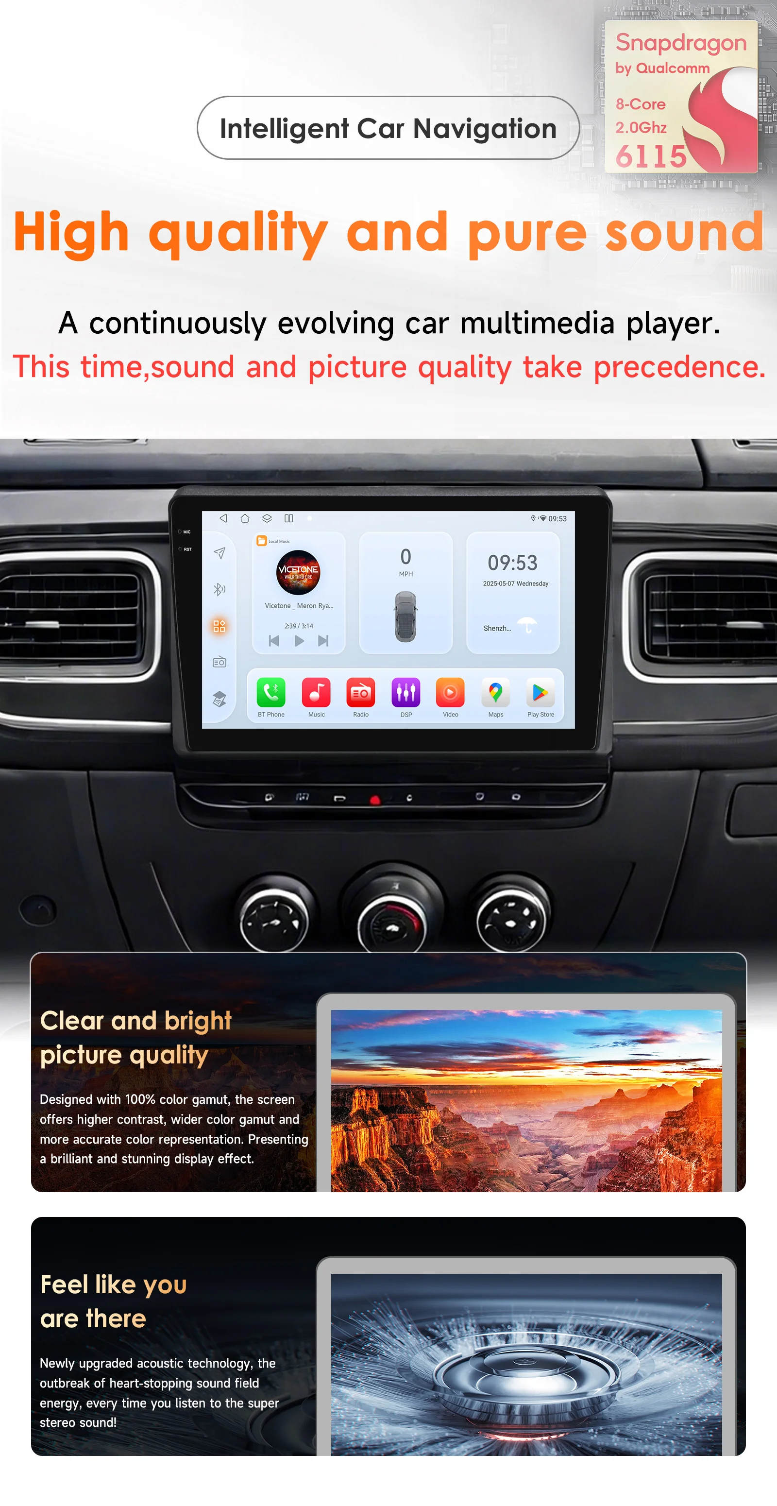 8G 128G mit Snapdragon6115 Android14 Autoradio für Renault Master 2019-2022, kabelloses CarPlay, Android Auto, 4G, BT, GPS, DSP, 360-Grad-Kamera – Detail 2
