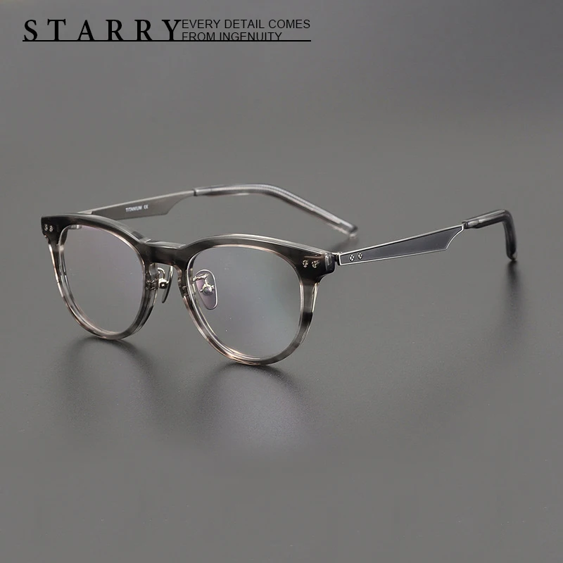 

Acetate Men Eyeglasses Frame Round High Quality Pure Handmade Glasses Retro Optical Myopia Reading Personalized Women Eyewear